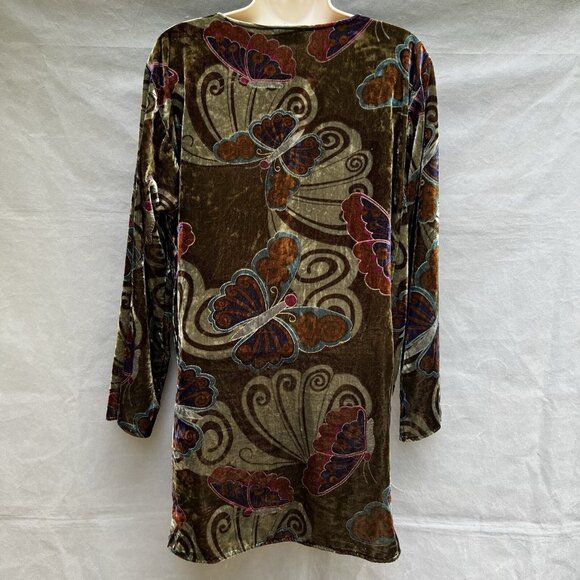 Bella Terra Whimsigoth Green Velvet Butterfly Sequin Green Shirt Blouse y2k 90's - Picture 2 of 11